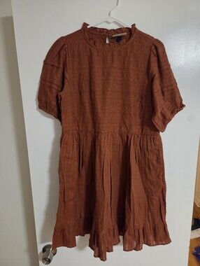 Woman's Rust Brown Smocked Dress, Small, NWT, Size S